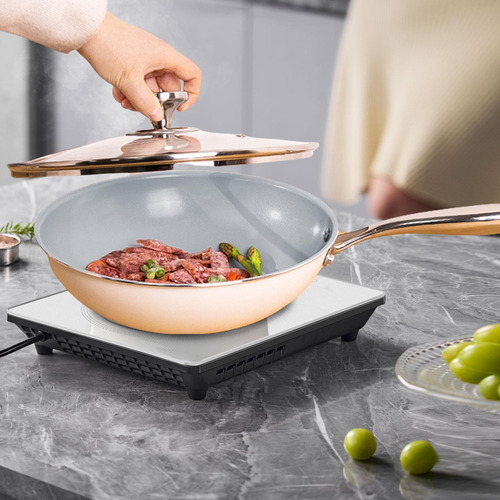 - Wok Antiadherente Con Tapa Sartén Para Saltear Sartén S