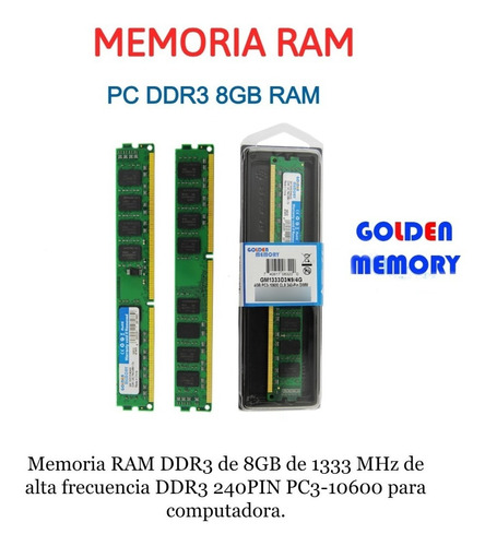 Memoria Ram Ddr3 Pc3 8gb 1333 Mhz De Alta Frecuencia 