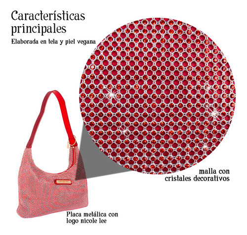 Bolsa Hobo Nicole Lee Celestia De Fiesta Fw23 Color Rojo