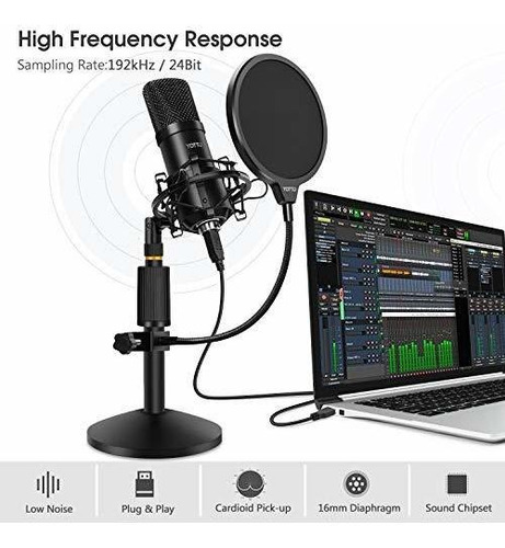 Yotto Micrófono Usb 192khz / 24bit Micrófono Condensador C
