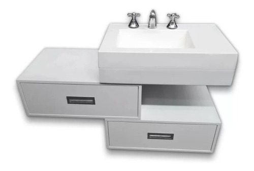 Vanitory Mueble Baño Laqueado Colgante Marmoreo Manhattan 50