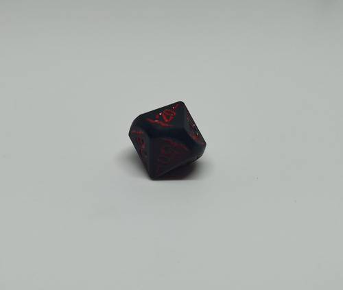 Set Dados De Metal X 7 Rol - #18 Negro Con Números Y Símbolos Rojos