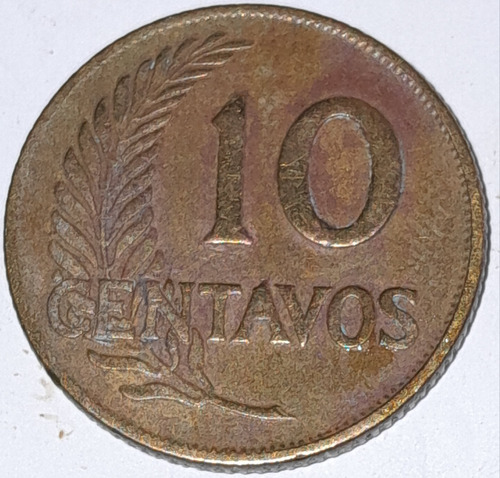 Moneda 10 Centavos Peru 1946 República Peruana 