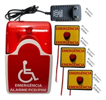 Comprar Alarme Audiovisual P\u002F Banheiro Pne Pcd Com Fio + 3 Botoeiras