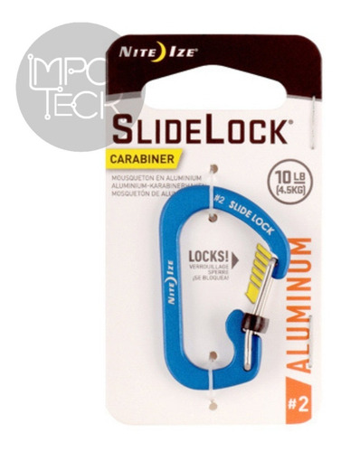 Mosqueton Slidelock 2 Cap. 4,5 Kg Nite Ize Azul - Importeck