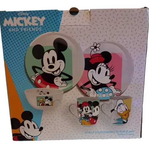 Vajilla Porcelana Mickey Minnie Mouse Disney 12pzas Original