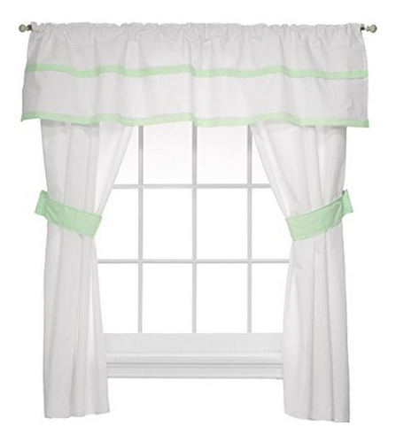 Set Cortinas Y Visillos Bebé Medallón, 5 Piezas, Menta.