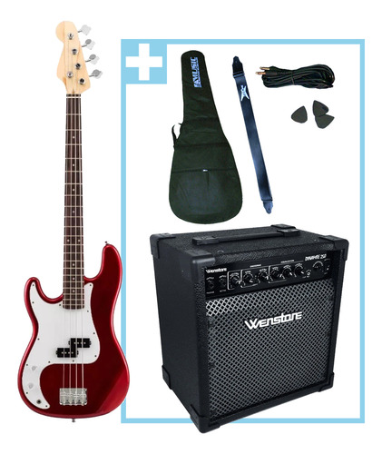 Combo Bajo Electrico Zurdo + Amplificador 25 Watts Prm