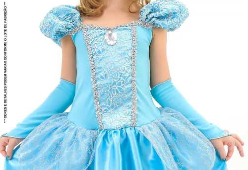 FANTASIA CINDERELA VESTIDO AZUL PRINCESA LONGO INFANTIL LUXO  Fantasia  cinderela, Vestido cinderela infantil, Vestido cinderela