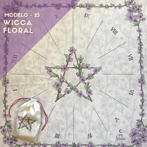 Paño Tarot + Bolsa (para Cartas) - Wicca Floral