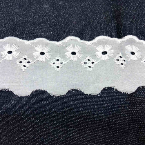 Imagen 2 de 4 de Feston Ancho 6 Cm X 13.5 M Algodón Polyester Blanco Juki