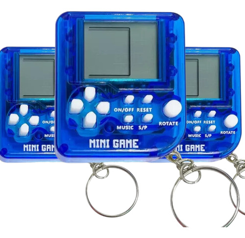 3 Mini Game Com Chaveiro Jogo Classico Retro Azul P/ Brinde