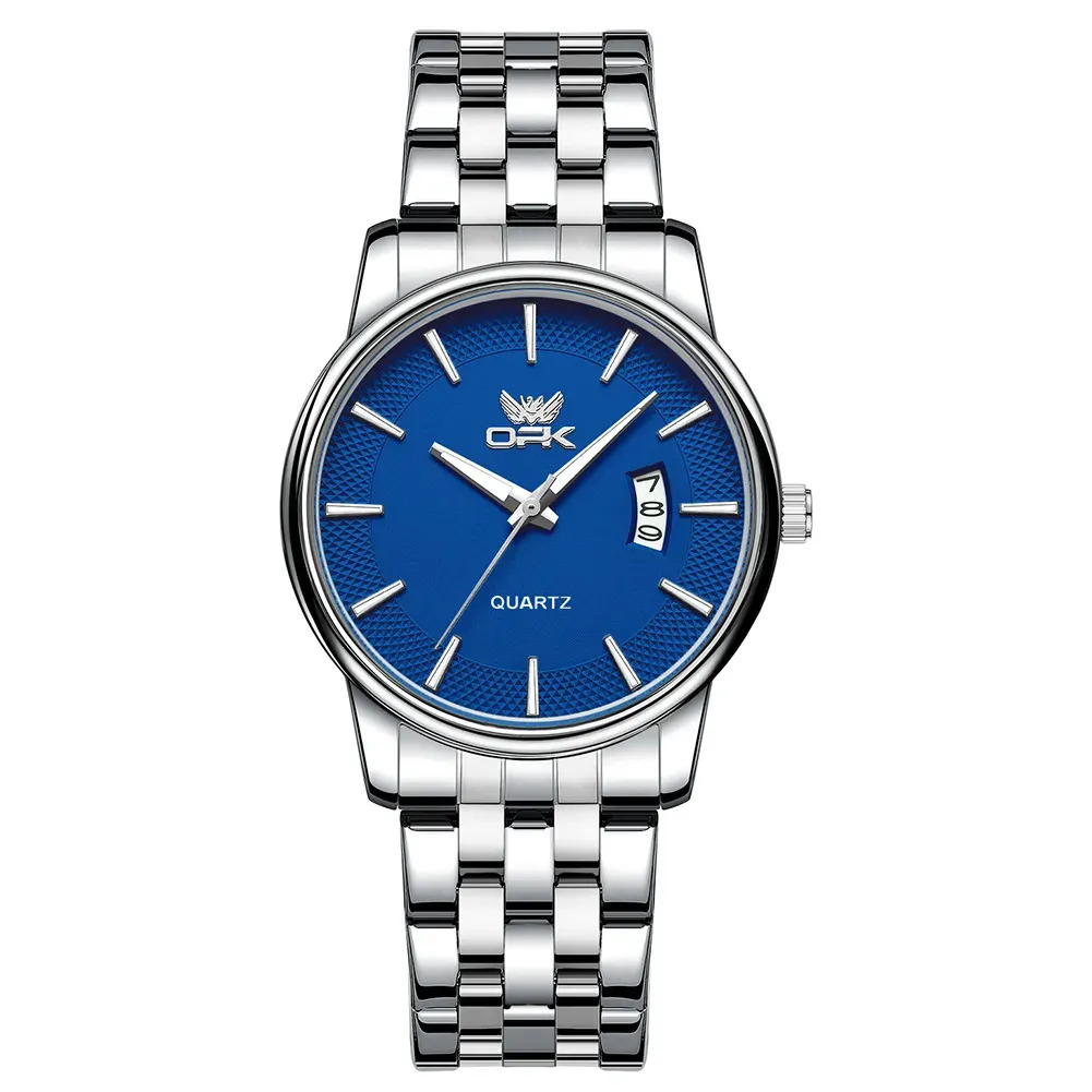 Relógio De Pulso Opk 6045 Com Corria De Aço Inoxidável Fondo Azul