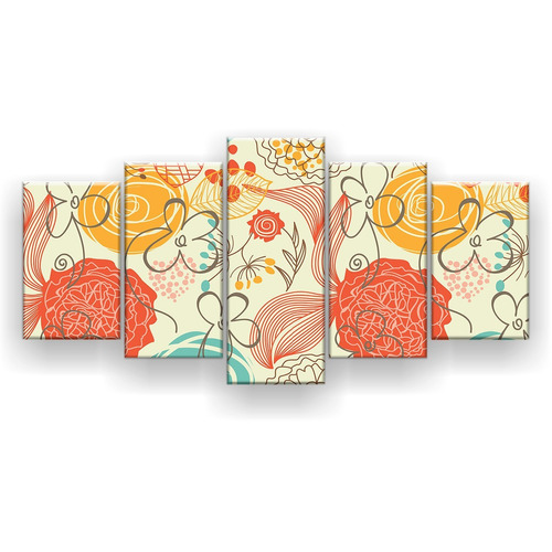 Quadro Decorativo Estampa Floral Pattern 5pc 129x61