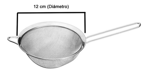 Imagen 2 de 6 de Colador Malla Acero Inoxidable 12 Centimetros Ø Con Mango