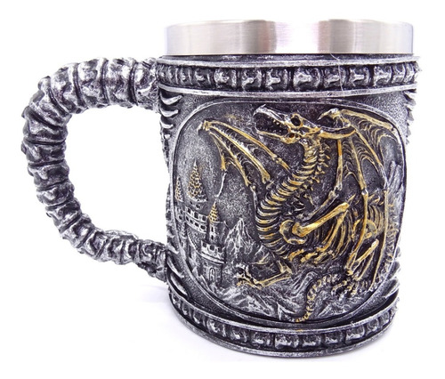 Tazon O Jarron Acero Inox Medieval Dragon  8,5x10,5 Cm