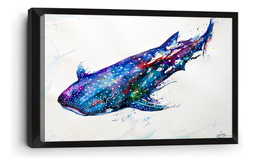 Cuadro Canvas Enmarcado Ingles Tiburon Acuarela 90x140cm
