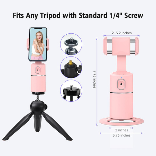 Auto Face Tracking Phone Holder Camrola Pink Rechargeable
