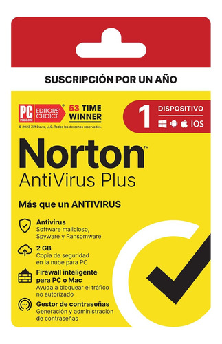 Norton Antivirus Plus 1 Dispositivos 1 Años Digital Original