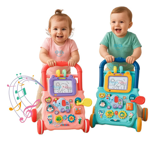 Andador Infantil Musical Empurrador Guta Gutti Rosa Multiatividades
