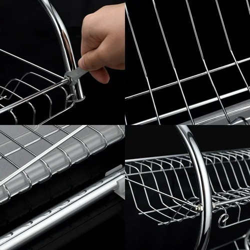 Escurridor De Platos Vajilla 2 Niveles Acero Inoxidable