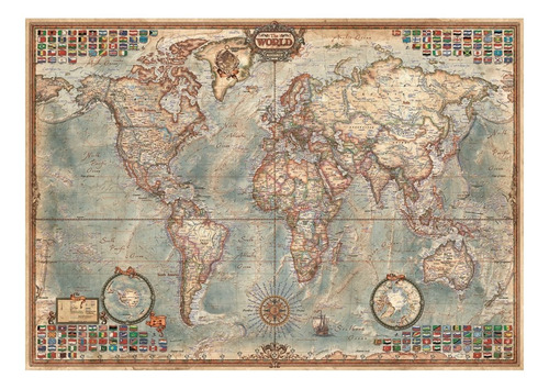 Imagen 2 de 2 de Rompecabezas Educa Borras El Mundo, Mapa Político 16005 de 1500 piezas