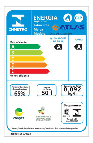 Fogão 4 Bocas Atlas Agile Up Glass Mesa Inox Branco Bivolt