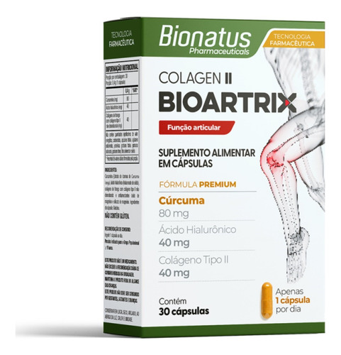 Bioartrix Colágeno Tipo Ii 40mg + Hialurônico Bionatus Sem Sabor