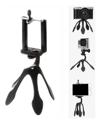 Imagen 4 de 4 de Tripode Mini Flexbile Con Soporte Para Celular Camaras Color