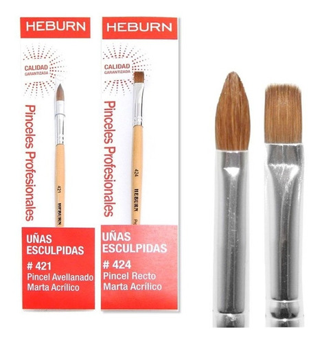 Heburn Pincel Uñas Esculpidas Gel Recto 424 + Avellanado 421