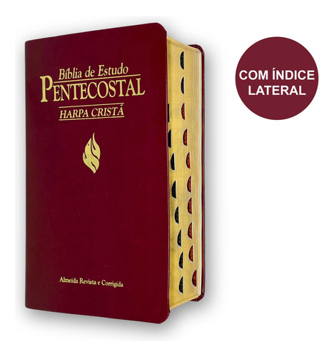 Bíblia De Estudo Pentecostal Com Índice E Harpa Média Vinho