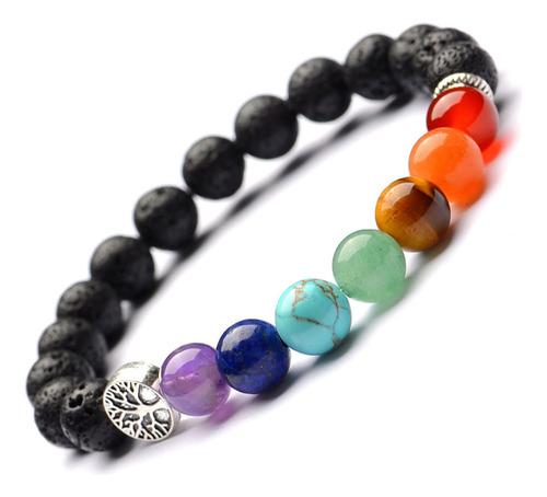 Pulseira Da Amizade Com Ioga E Pedras Vulcânicas Na