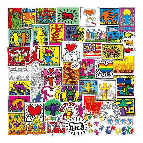 Keith Haring Arte 50 Calcomanias Stickers Pvc Contra Agua