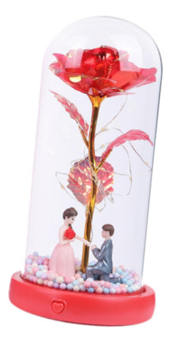 Rosa Iluminada En Cúpula De Cristal, Regalo De , Rojo