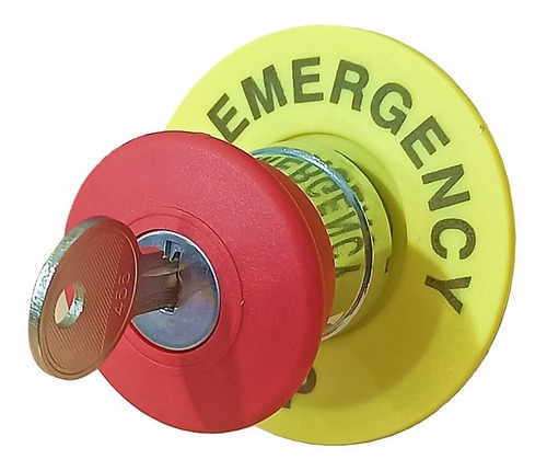 Boton Paro Emergencia Con Llave Na Nc Y Anillo 22mm