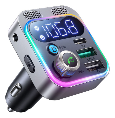 Transmisor Fm Bluetooth 5.3 Auto Cargador 48w Pd/qc3.0, Hifi