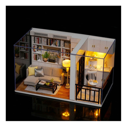 ... Casa De Muñecas De Madera Lazhu Con Juego De Muebles Led