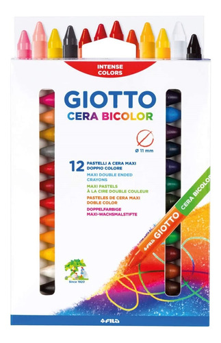 Lápiz Cera Bicolor Giotto 12 Un / Artesano Librería