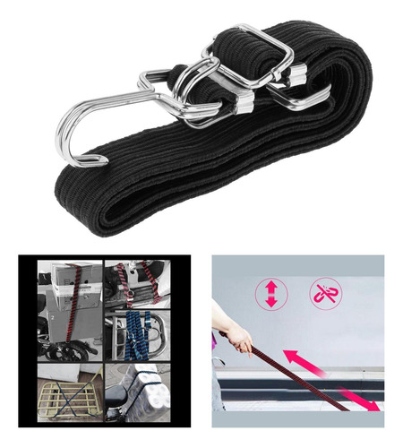 4 Cordón Elástico De Látex Carros De Mano Correa Negro 1m