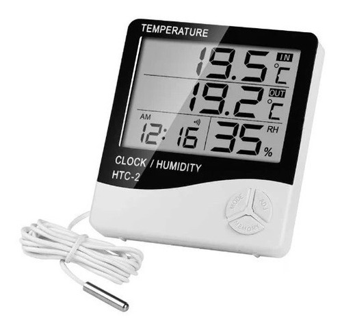 Termometro Medidor De Humedad Reloj Higrometro Digital Htc-2