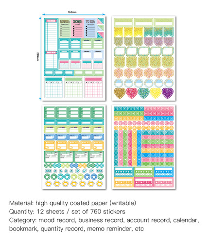 Hojas De Pegatinas Decorativas, Notas, Calendario De Decorac