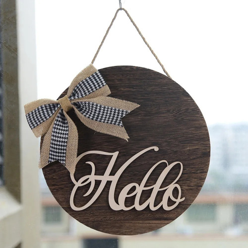 Letrero Colgante De Madera Hello Sign For Corona De Primave