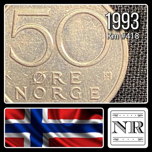 Noruega - 50 Ore - Año 1993 - Km #418 - Escudo
