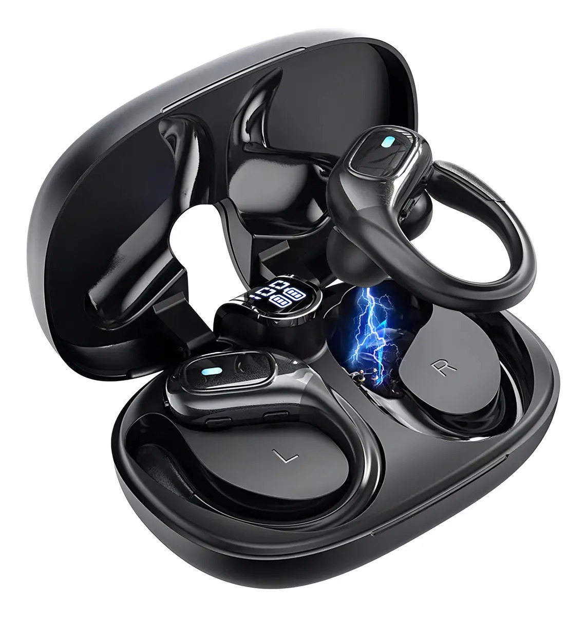Fones de ouvido esportivos Bluetooth sem fio 75h Enc Black Mertto