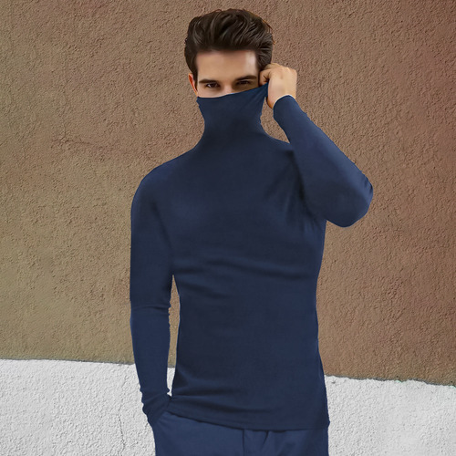 Camisa Hombre Playera Manga Larga Cuello Alto Con Base Sól