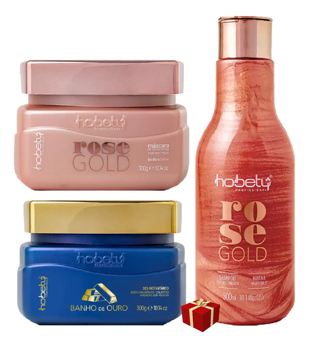 Hobety Kit Rose Gold Sh E Cond + Máscara Banho De Ouro 300g