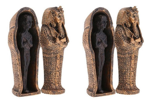 2pcs Figurita De Momia Con Ataúd Artesanía De Resina