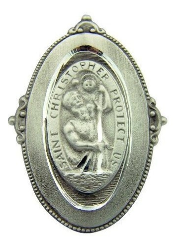 Accesorio De Visera, Wjh Pewter Saint St Christopher Protect