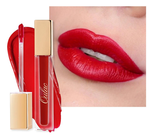 Oulac Lpiz Labial Rojo Mate Para Mujer, Tinte Labial Clsico