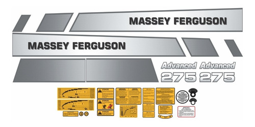 Kit De Adesivos Trator Massey Ferguson Mf 275 Advanced 275a Cor Padrão